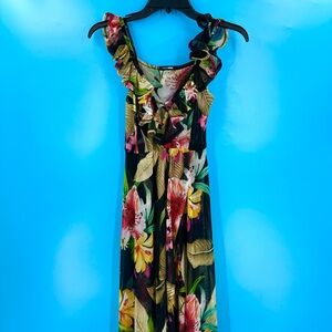 Hawaiian Nights Tropical Maxi Dress - Black/combo Sz. S